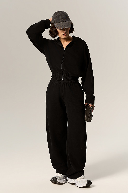 Брюки объемные SVYATAYA, черный - Фото 3