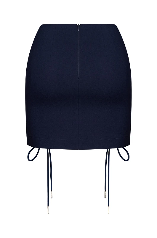 Юбка мини со шнуровкой, синий - Фото 2