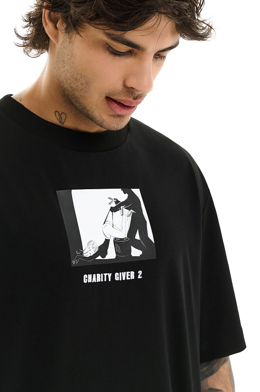 Футболка базовая charity giver 2, черный - Фото 3