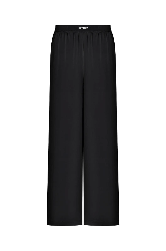 Брюки шелковые SVYATOY, черный - Фото 1