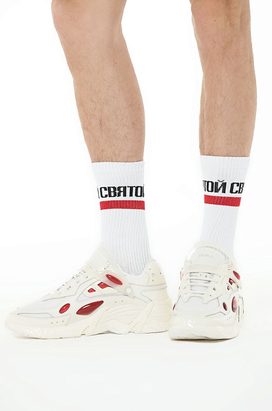Носки с лого СВЯТОЙ red line, белый - Фото 2