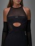Платье миди со вставками из сетки, черный - Фото превью 3