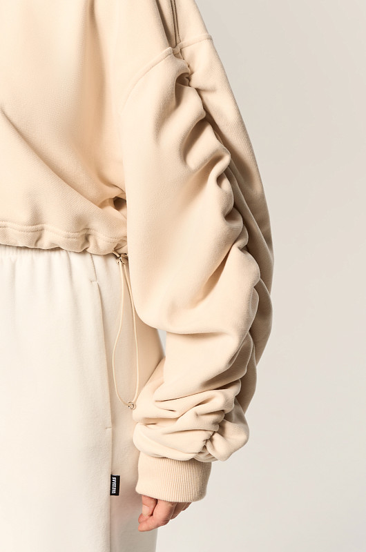Худи с драпировкой, бежевый - Фото 5