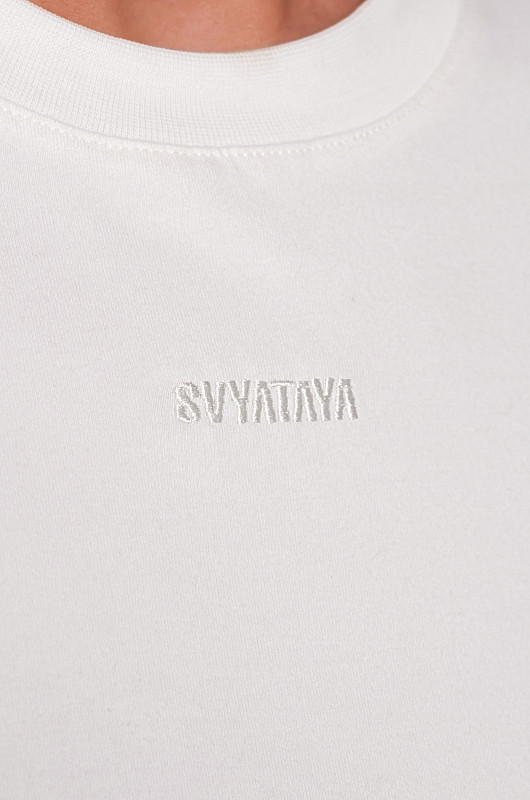 Платье - футболка мини, молочный - Фото 4