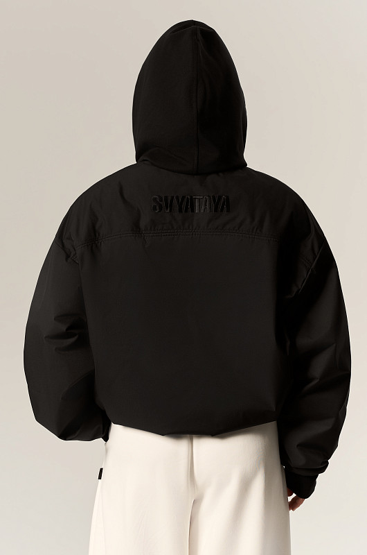 Бомбер объемный, черный - Фото 4