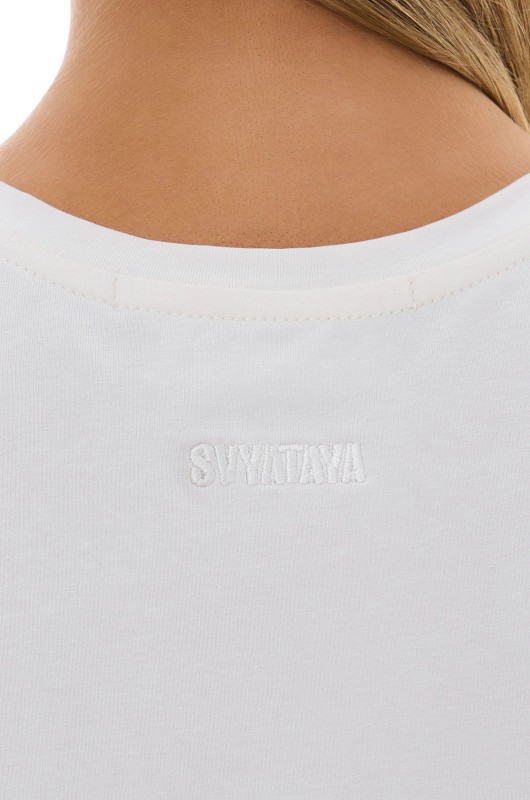 Кроп - футболка с необработанным низом, молочный - Фото 5